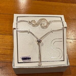 Silver Crystal Infinity Lariat Necklace - Unknown Brand